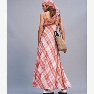 NWT Polo Ralph Lauren Pink Checkered Cross Back Maxi Dress (10)